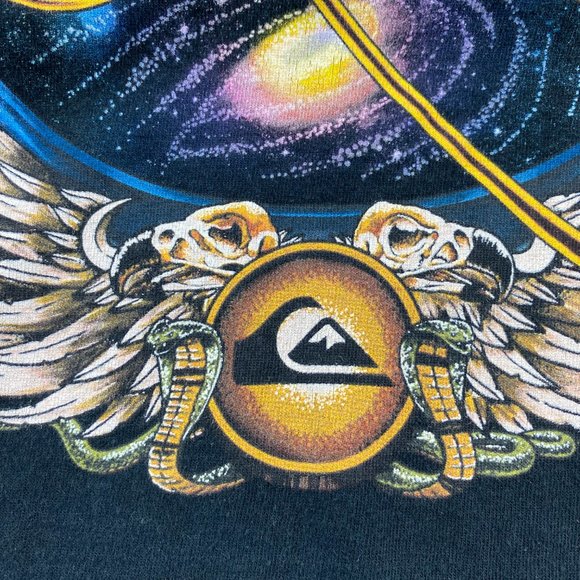 QUIKSILVER Shirt Women Small S Black Cobra Wings Galaxy Graphic T-Shirt Casual - Picture 3 of 12